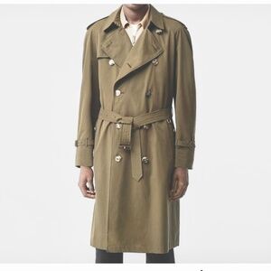 Aquascutum Men’s/Unisex Trench Coat Army Green Olive Full Lenght England Sz XL